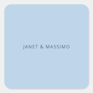 Aangepaste pastelblauwe gepersonaliseerde minimali vierkante sticker
