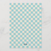 Aangepaste pastelblauwe geruite verjaardagsfeestje kaart (Achterkant)