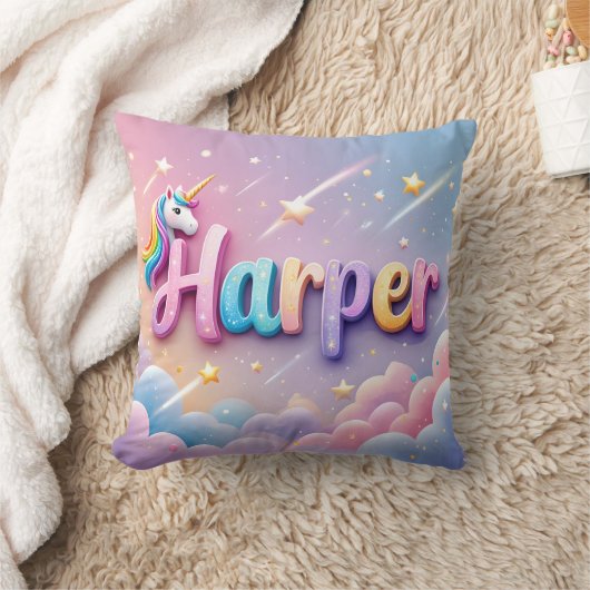 Aangepaste Pasteleenhoorn Naam Kussen (Deken)