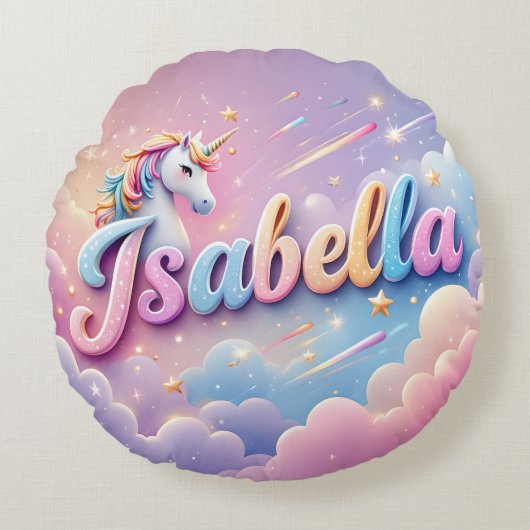 Aangepaste Pasteleenhoorn Naam Kussen (Voorkant)