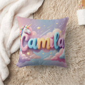 Aangepaste Pasteleenhoorn Naam Kussen (Deken)