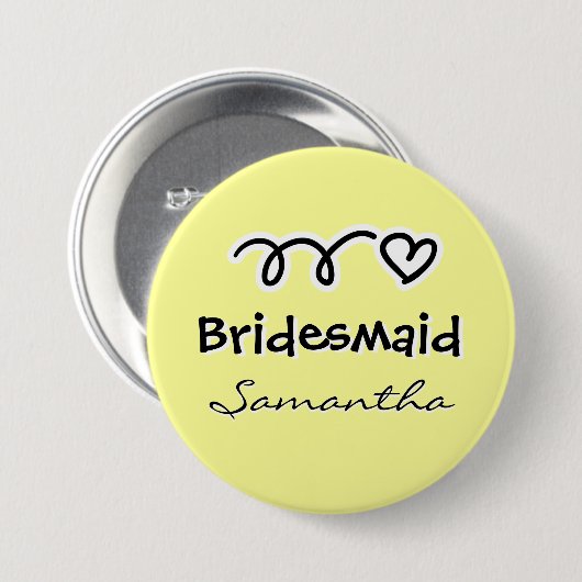 Aangepaste pastelgele bridesmaïdeknoppen ronde button 7,6 cm (Voorkant /achterkant)