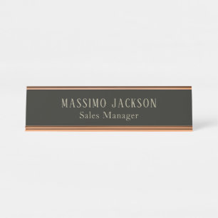 Aangepaste pastelgrijze gepersonaliseerde minimali bureau naambordje