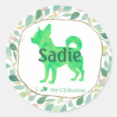 Aangepaste pastelgroene chihuahua silhouet sticker (Voorkant)