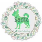 Aangepaste pastelgroene chihuahua silhouet sticker (Voorkant)