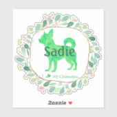 Aangepaste pastelgroene chihuahua silhouet sticker (Vel)