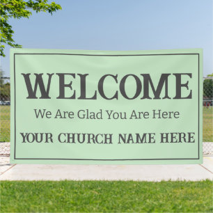 Aangepaste Pastelgroene Kerk Welkom Spandoek