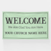 Aangepaste Pastelgroene Kerk Welkom Spandoek (Horizontaal)