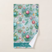Aangepaste Pastelkerstboom Ornament Holly Berry Bad Handdoek (Handdoek)