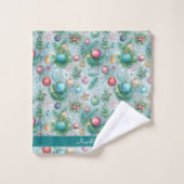 Aangepaste Pastelkerstboom Ornament Holly Berry Bad Handdoek (Wasdoekje)