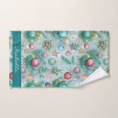 Aangepaste Pastelkerstboom Ornament Holly Berry Bad Handdoek (Handdoek)