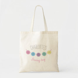 aangepaste pastelkleurige naaiknoppen crème tote bag