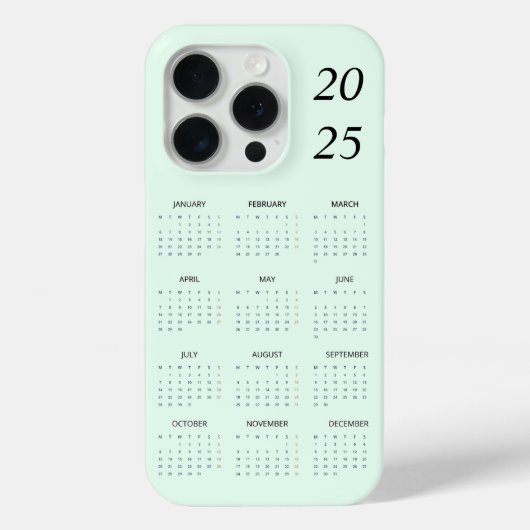 Aangepaste Pastelmunt 2025 Kalender Case-Mate iPhone Case (Achterkant)