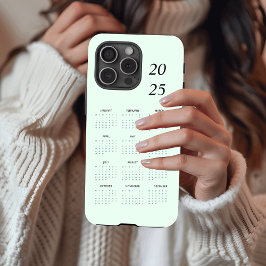 Aangepaste Pastelmunt 2025 Kalender iPhone 15 Pro Case