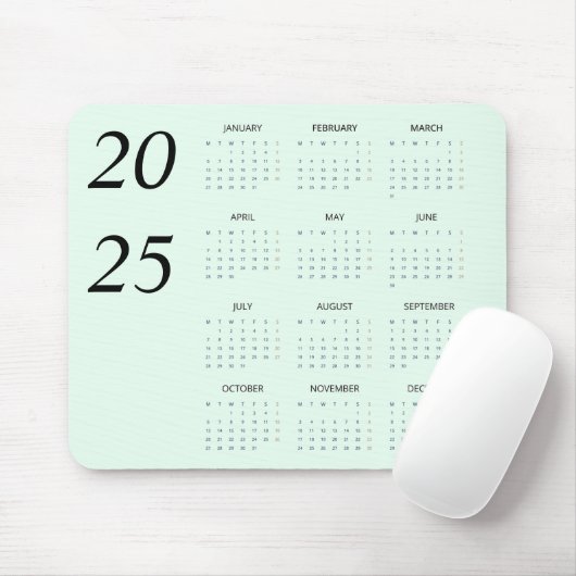 Aangepaste Pastelmunt 2025 Kalender Elegant Muismat (Met muis)