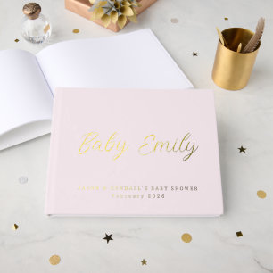 Aangepaste pastelroze babyshower gastenboek