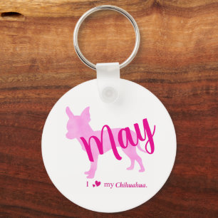Aangepaste Pastelroze Chihuahua Silhouette Sleutel Sleutelhanger