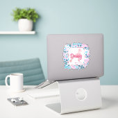 Aangepaste pastelroze poedel silhouet sticker (Laptop op bureau)