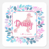 Aangepaste pastelroze poedel silhouet sticker (Voorkant)