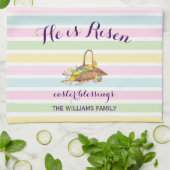 Aangepaste Pastelstrepen Moderne Bloemen Paastuin Theedoek (Gevouwen)