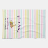 Aangepaste Pastelstrepen Moderne Bloemen Paastuin Theedoek (Horizontaal)