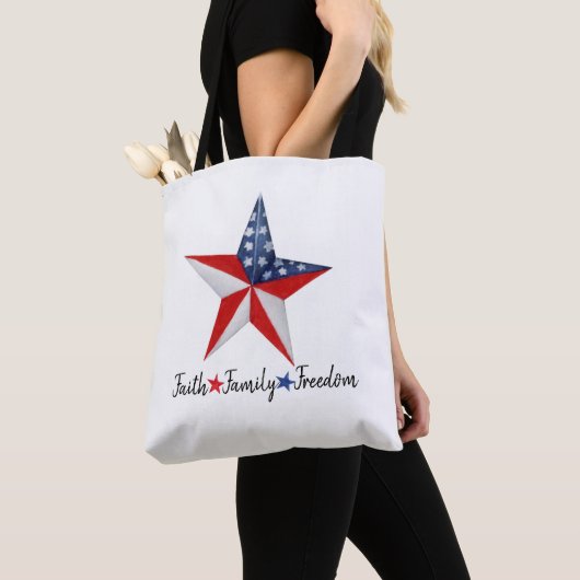 Aangepaste Patriotische Amerikaanse Ster, Vlag van Tote Bag (Dichtbij)
