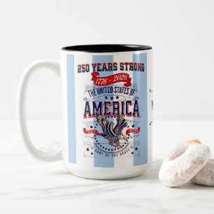 Aangepaste patriottische Amerikaanse 250 jaar vier Tweekleurige Koffiemok