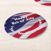 Aangepaste patriottische Amerikaanse vlag Ronde Kartonnen Onderzetter (Gebogen)