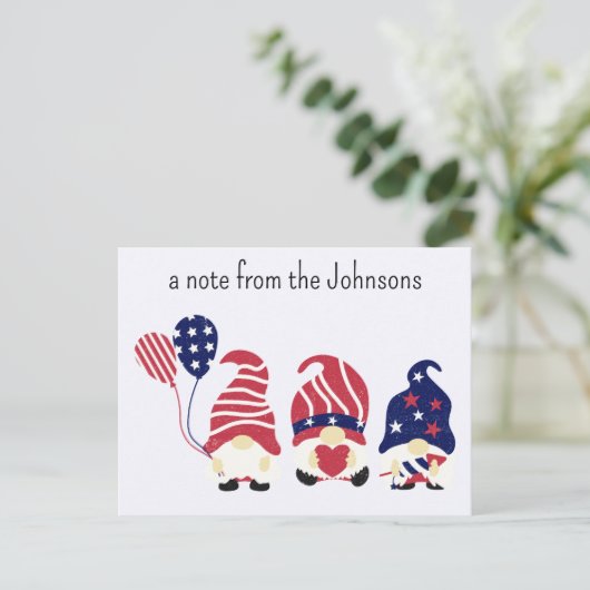 Aangepaste Patriottische Gnomen, een notitie van.. Briefkaart (Staand voorkant)