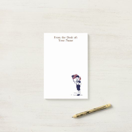 Aangepaste Patriottische jongen met vuurwerk Post  Post-it® Notes (Op bureau)