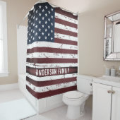Aangepaste patriottische sterren Stripes Amerikaan Douchegordijn (In situ)