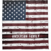 Aangepaste patriottische sterren Stripes Amerikaan Douchegordijn (Voorkant)