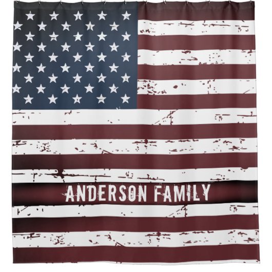 Aangepaste patriottische sterren Stripes Amerikaan Douchegordijn (Voorkant)