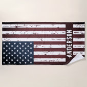 Aangepaste patriottische sterren Stripes Amerikaan Strandlaken (Voorkant)