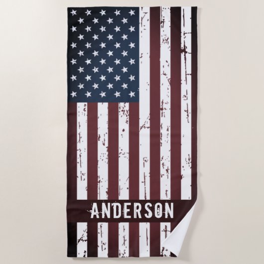 Aangepaste patriottische sterren Stripes Amerikaan Strandlaken (Voorkant)