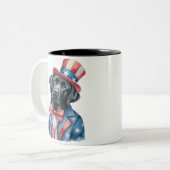Aangepaste Patriottische Uncle Sam Black Labrador Tweekleurige Koffiemok (Voorkant links)