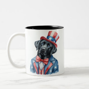 Aangepaste Patriottische Uncle Sam Black Labrador  Tweekleurige Koffiemok