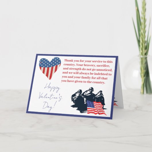 Aangepaste patriottische Valentijnsdag Militaire S Feestdagen Kaart (Voorkant)