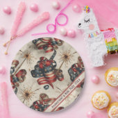 Aangepaste Patriottische Vlag Banner Vuurwerk 4 ju Papieren Bordje (Feest)