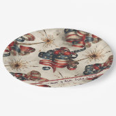 Aangepaste Patriottische Vlag Banner Vuurwerk 4 ju Papieren Bordje (Gekanteld)