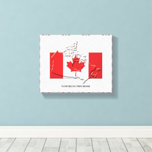 Aangepaste patriottische vlag van CANADA Canvas Afdruk (Insitu (Houten vloer))