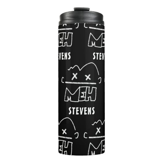 Aangepaste patroonnaam Meh Funny Face Emoji Thermosbeker (Voorkant)