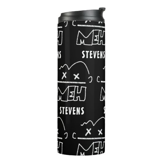 Aangepaste patroonnaam Meh Funny Face Emoji Thermosbeker (Gedraaid links)