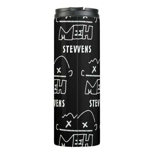 Aangepaste patroonnaam Meh Funny Face Emoji Thermosbeker (Achterkant)