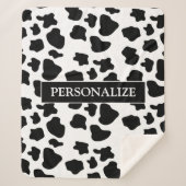 Aangepaste patroonvlekken op zwarte en witte koeie sherpa deken (Voorkant)