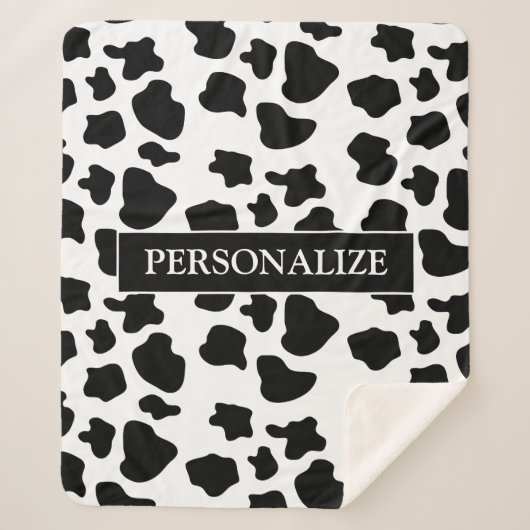 Aangepaste patroonvlekken op zwarte en witte koeie sherpa deken (Voorkant)