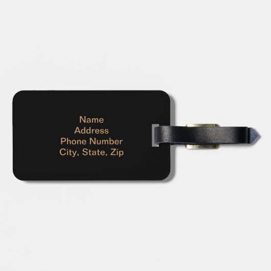 Aangepaste pauw op zwart Bagagelabel (Achterkant horizontaal)