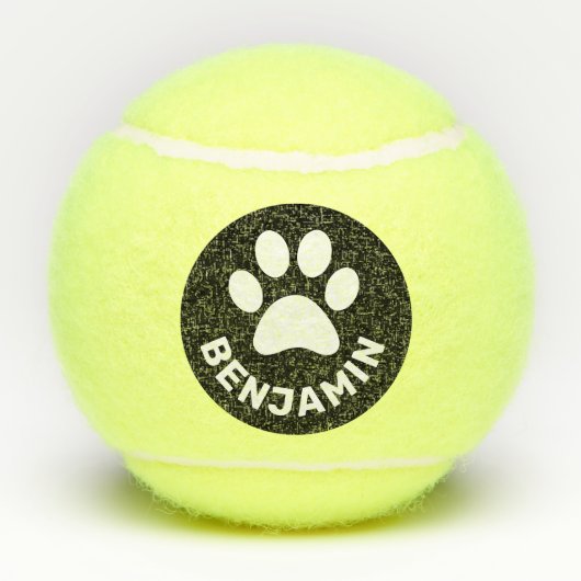 Aangepaste Pauw Print Dog Name op Tennisballen (Achterkant)