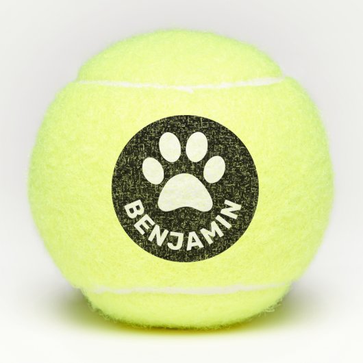 Aangepaste Pauw Print Dog Name op Tennisballen (Voorkant)