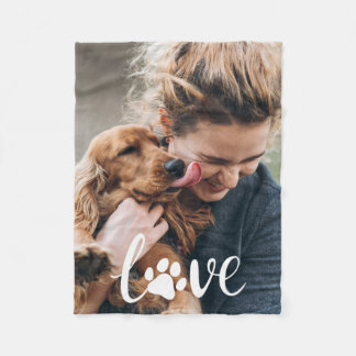 Aangepaste paw Love Print Hondenliefhebber Blanket Fleece Deken
